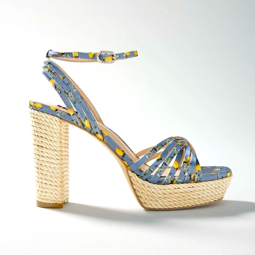 NEW WHBM High-Heel Satin Espadrille